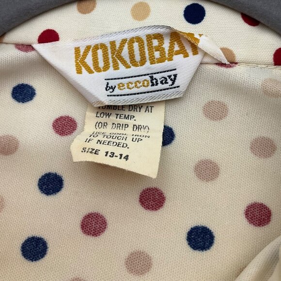 VTG 70's Kokobay By Eccobay Medium Polka Dot Button-Up Shirt Dagger Collar - Picture 5 of 14